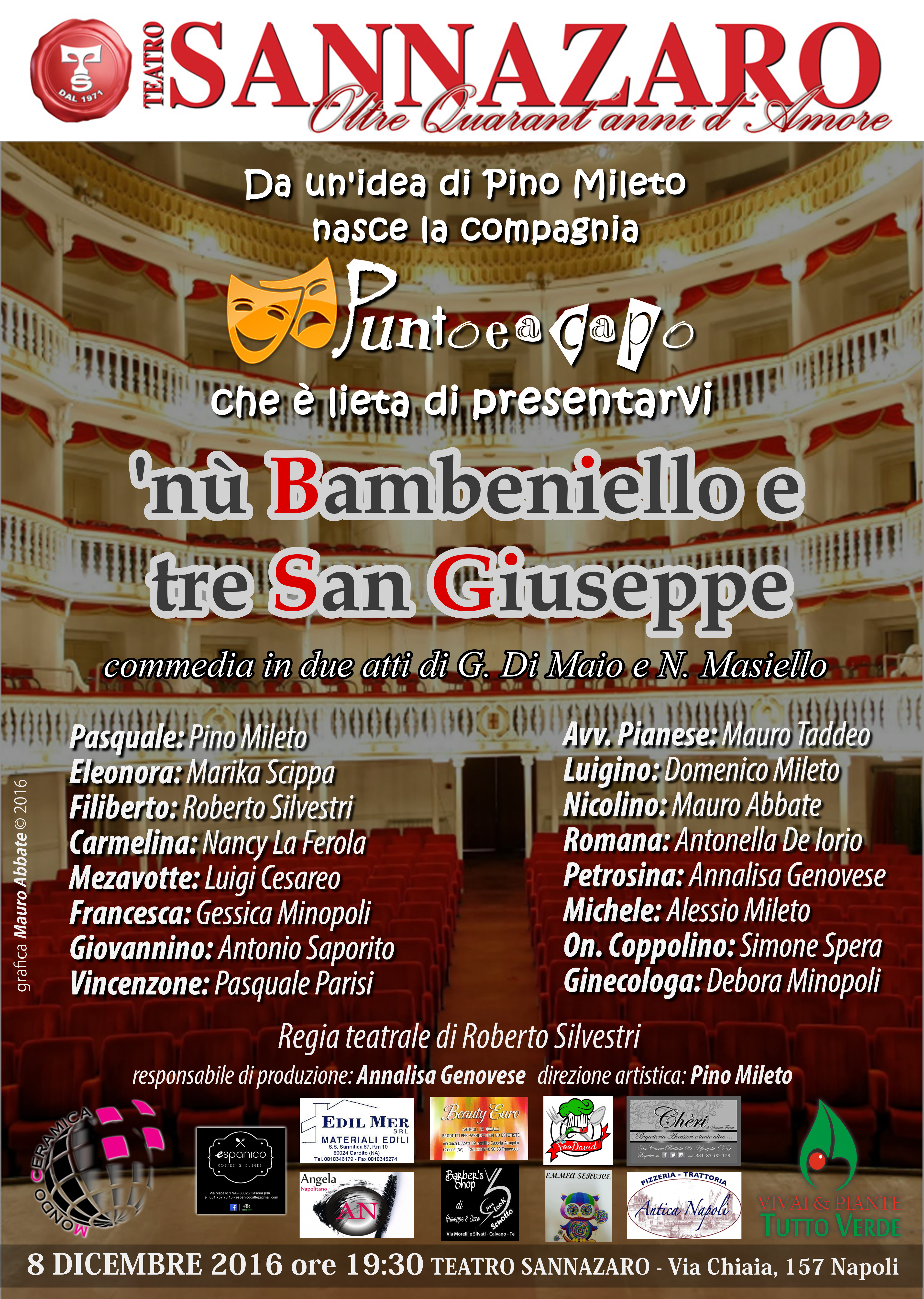 “Punto e a Capo” porta al Sannazaro di Napoli “Nu bambeniello e tre San Giuseppe”.