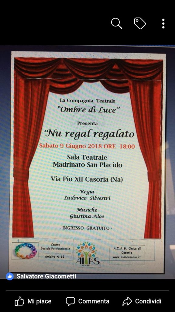 La compagnia teatrale Ombre di Luce va in scena a Casoria.