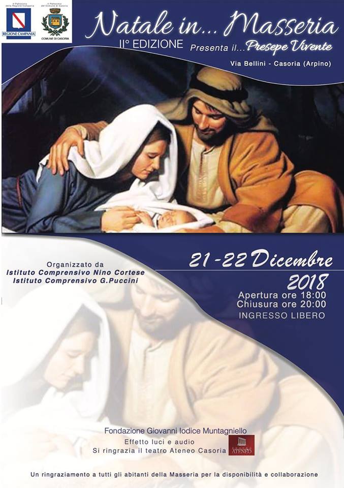 Appuntamento per la II edizione del “Natale…… in Masseria” per assistere alla rievocazione degli antichi mestieri e della Santa Natività, in Via Bellini Arpino – Casoria.