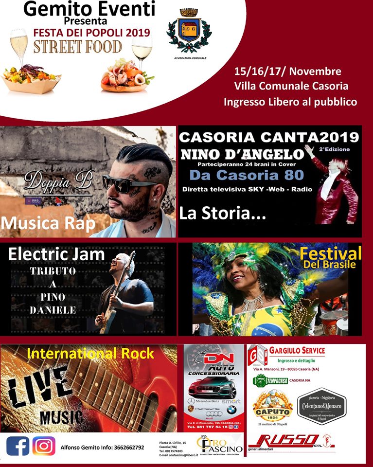 Casoria, festa dei popoli 2019: da stasera a domenica parte lo street food con musica in villa