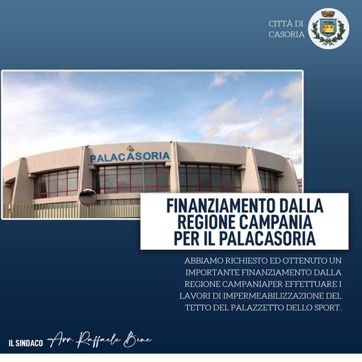 Finanziamento Regione Campania per lavori impermeabilizzazione Pala Casoria D’Alise