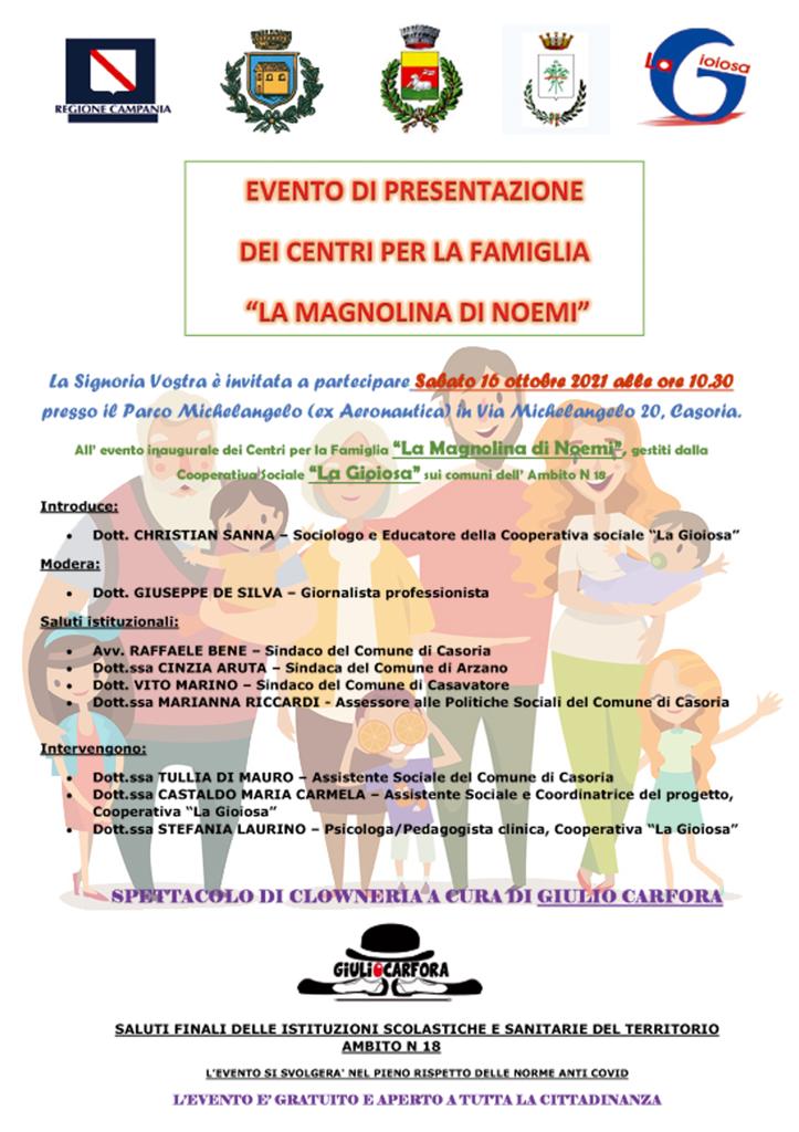 Casoria: evento inaugurale dei Centri per la Famiglia “La Magnolina di Noemi”